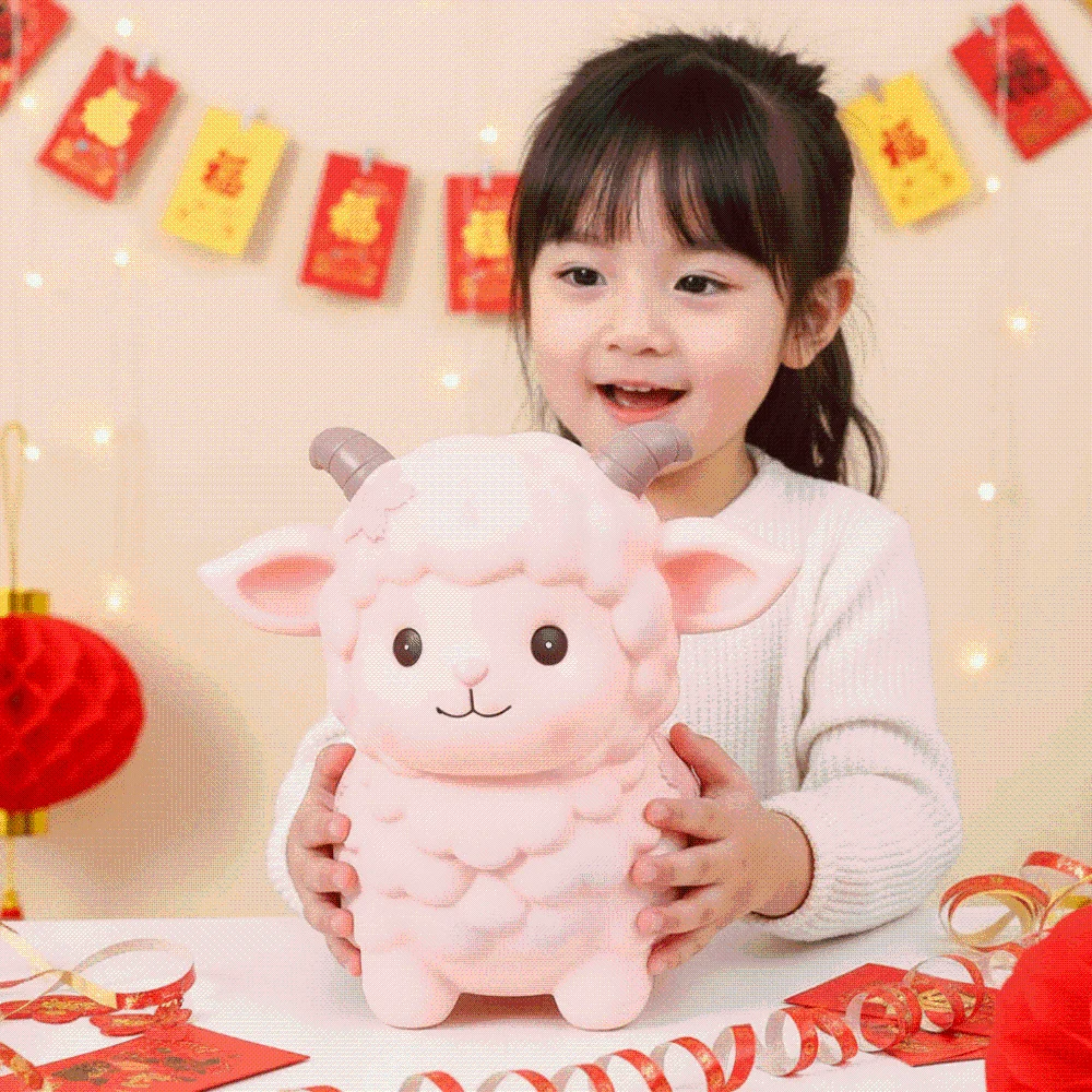 PVC Cute Sheep Bank Drop Resistant Back Slot Animal Saving Pot Smooth Surface Washable Body Shatterproof Piggy Banks