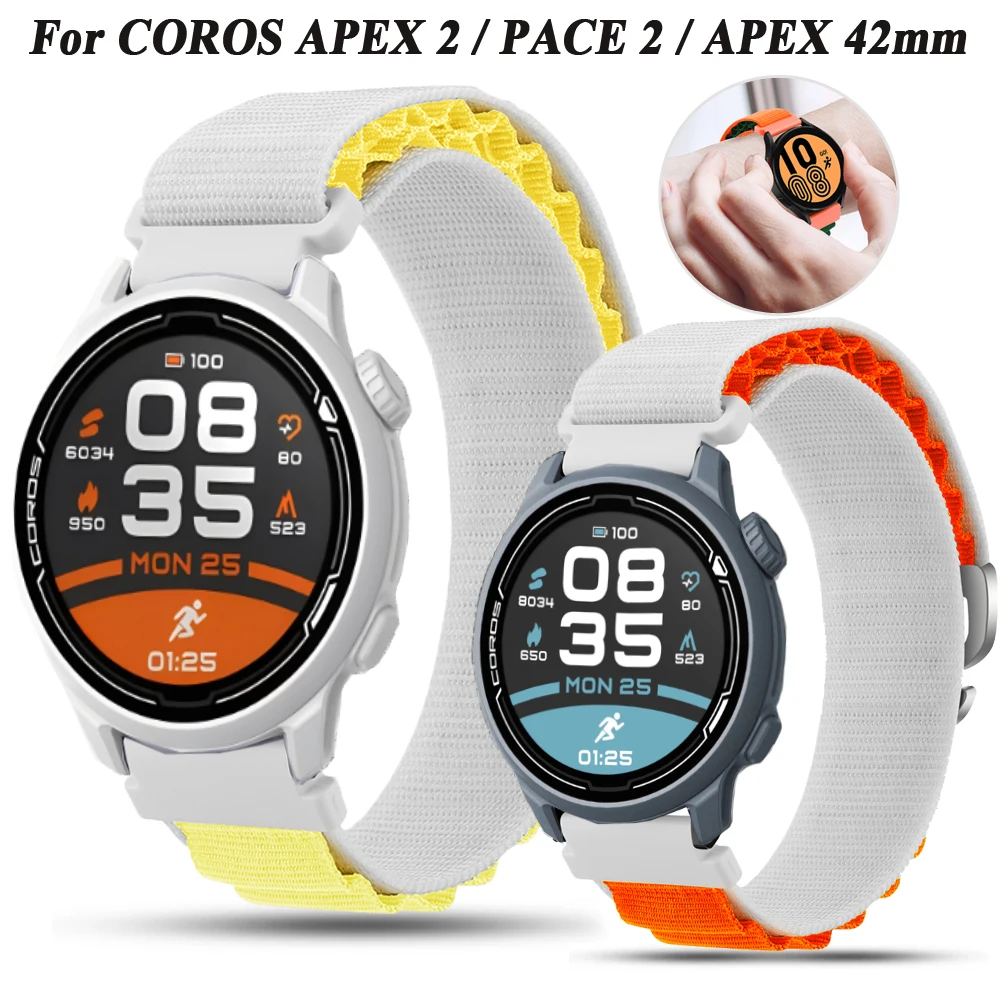 COROS PACE 2 APEX 2 용 나일론 루프 스트랩, 20mm, 42mm 스마트워치 교체 팔찌, COLMI P73 P28 플러스 밴드용 스포츠 시계 밴드