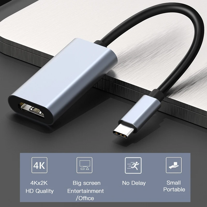 4K Type-C to HDTV Cable Adapter Aluminum Alloy USB C to HDTV Converter USB 3.1 HDTV Cable Adapter for PC Laptop MacBook