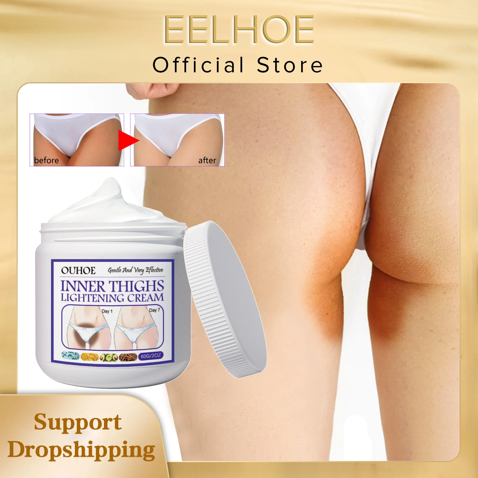 Inner Thigh Whitening Cream Private Parts Underarm Bleaching Cream Whiten Butt Knee Brighten Melanin Intimate Dark Skin Care 60g