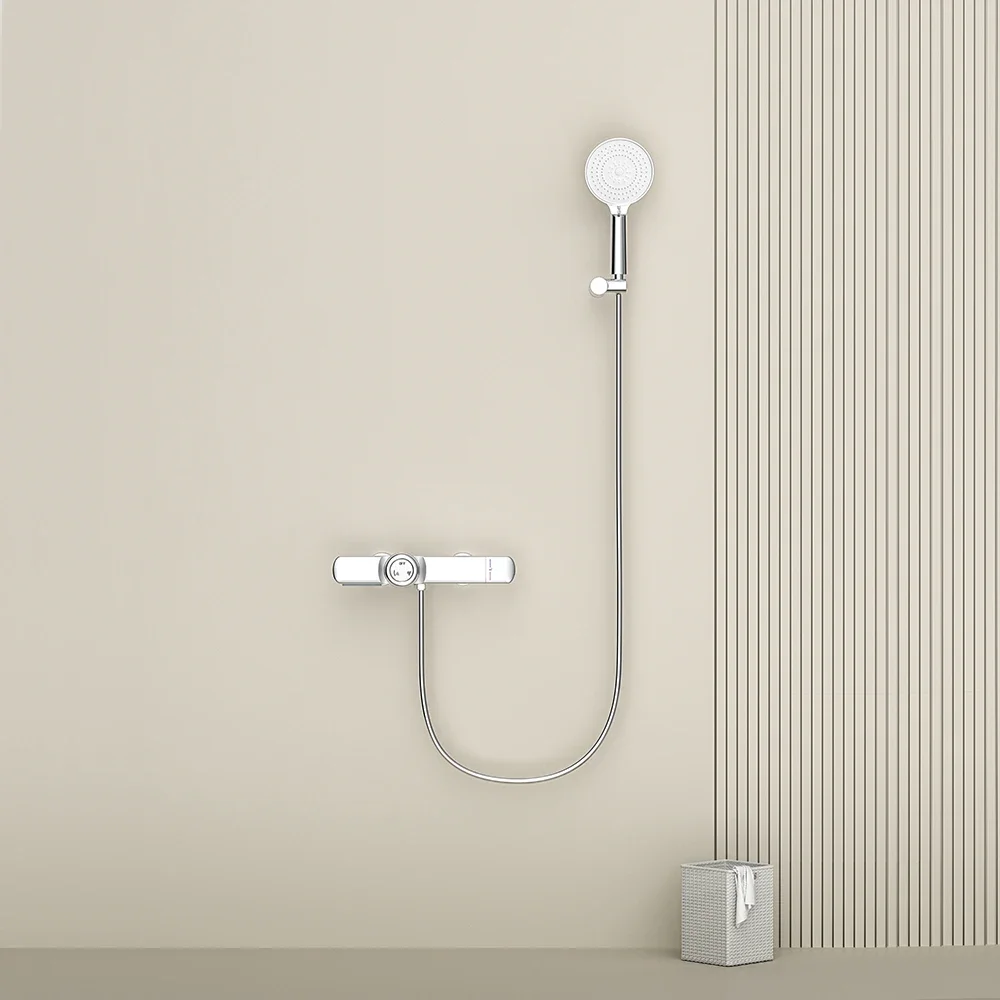 SKOWLL Thermostatic Shower Mixer Set with Handheld Shower, Adjustable Slide Bar Wall Mounted Bathroom Shower System