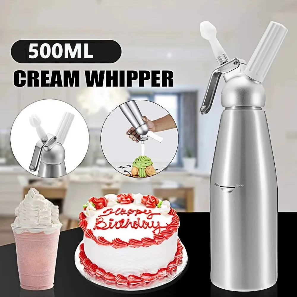 500ml 1000ml Whipped Cream Dispenser Portable Aluminum Cream Foam Gun Cake Piping Gun Siphon Squeeze Bottle Kitchen Dessert Tool