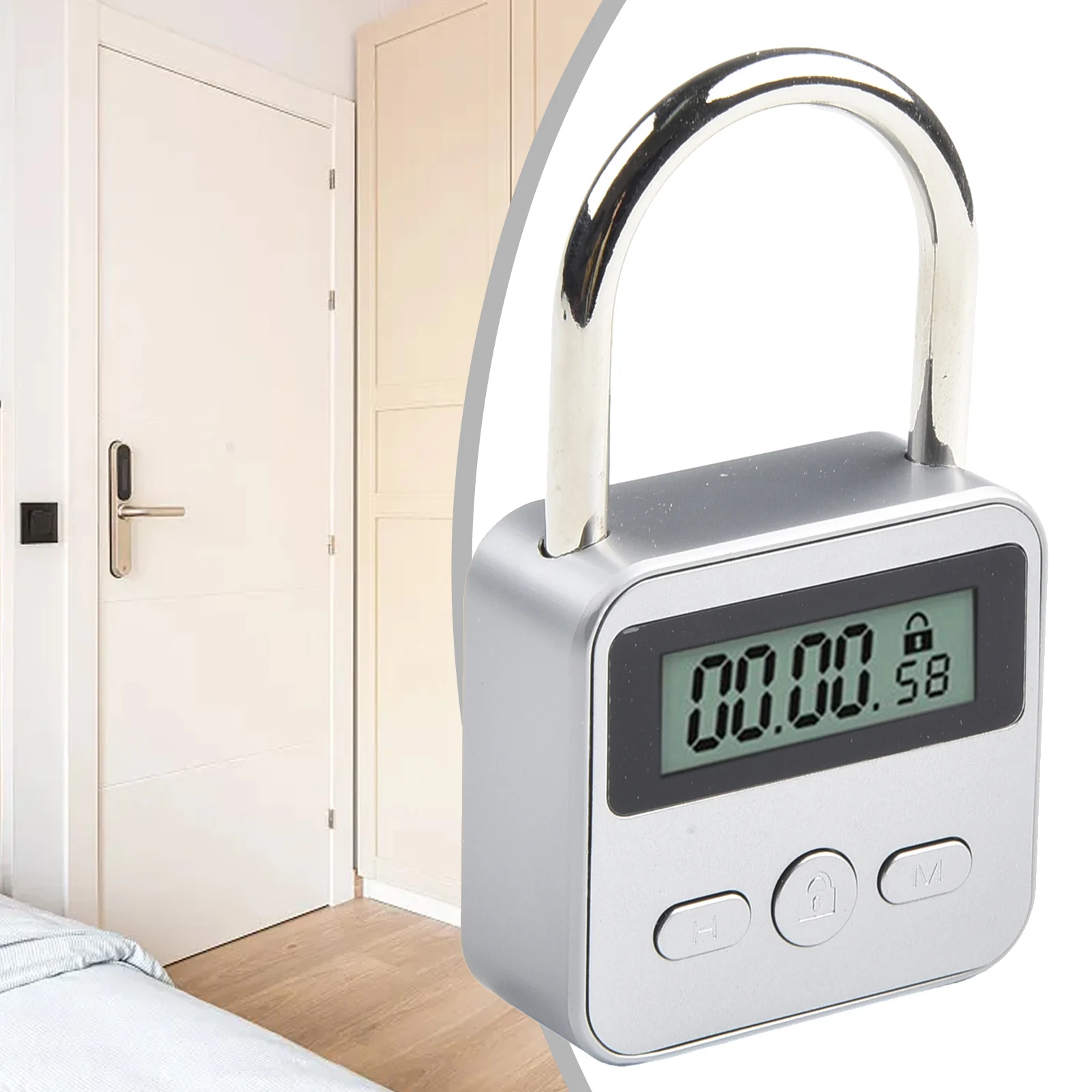 Timing Padlock Metal Timer Lock Multi Function Time Lock USB Rechargeable Wer-resistance 99 Hours Max Electronic
