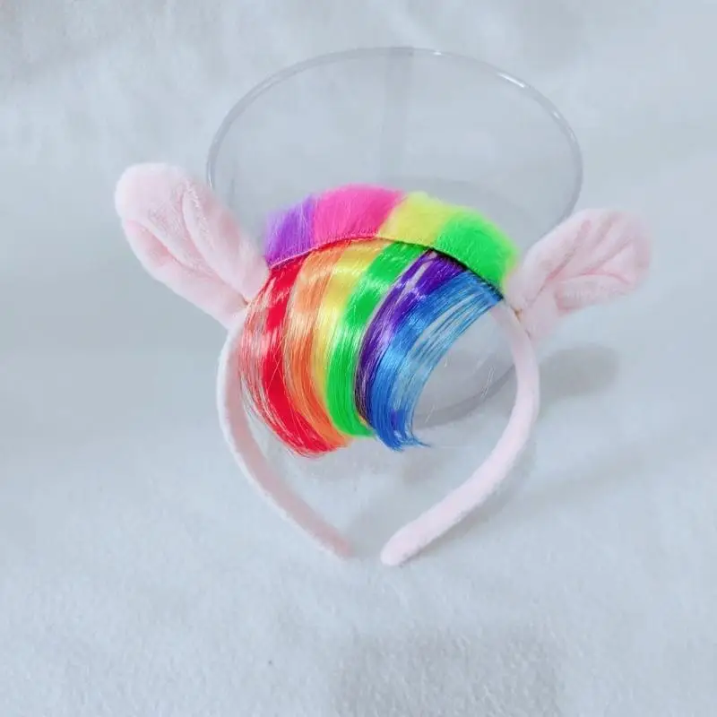 652F Horse Role Play Outfit Accessory with Horse Ear Headband Plush Tail Halloween Animal Horse Costume for Women Kid Cosplay