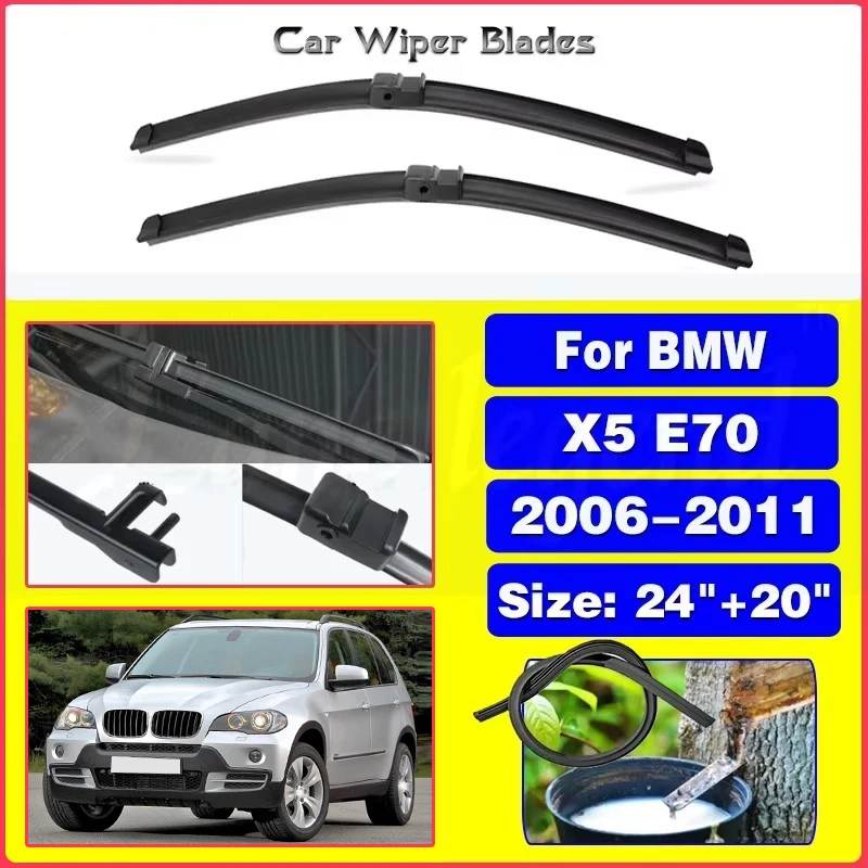 

2PCS For BMW X5 E70 2006 2007 2008 2009 2010 2011 24"+20" Front Wiper Blades Windshield Windscreen Window Cutter Accessories