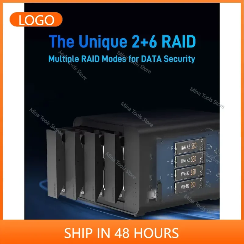 2026 Factory Direct Sales TERRAMASTER D8 Hybrid 8-Bay Hybrid RAlD Enclosure USB 3.2 Gen 2 10Gbps Type C Storage Supports RAID