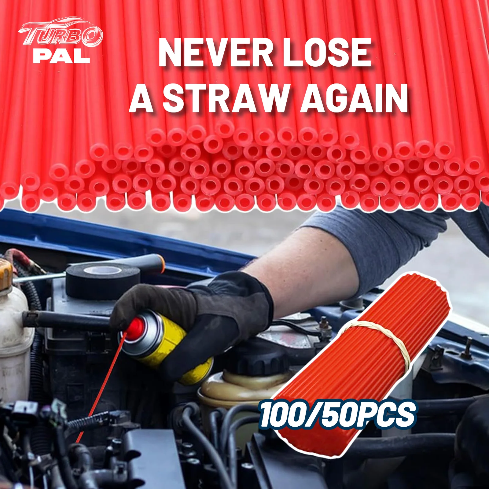TURBOPAL 50pcs Red Plastic Spray Can Straws, Flexible Extension Tubes, 12cm for Precision Lubricant & Clean, Aerosol Can Spare