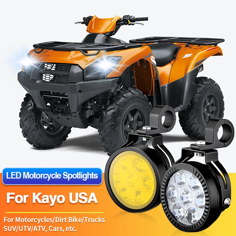 1 Set Universal Motorcycles Headlight LED Fog Light 2-Color Spotlights for Kawasaki Teryx4/Ultra/Versys-X/Vulcan/W800/Z125/Z400 view 2