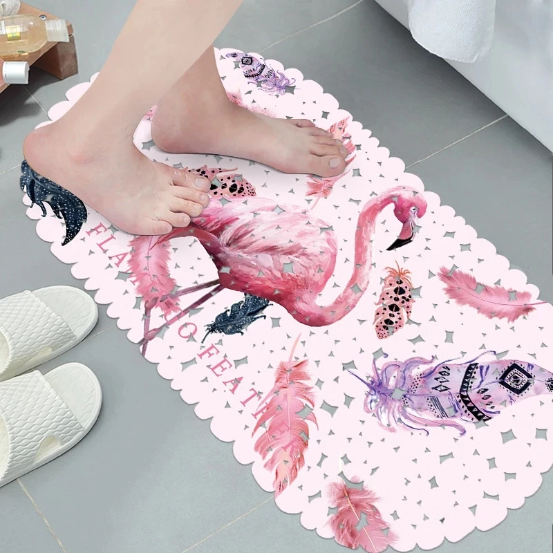 

Anti Slip Textured Surface Shower Mat Bath Tub carpet Flamingo pattern Antibacterial Machine Washable for Bathroom Shower Rug