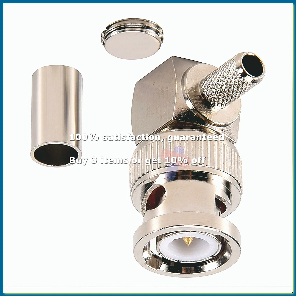 ●BNC Male Plug Right Angle Crimp for RG58 RG400 RFC195 RF Coax Adapter connector,silver-ABFB