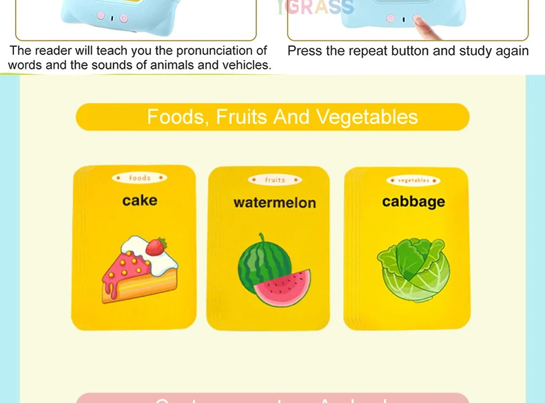 Lernspielzeug für Sprache und Lesekompetenz, sprechende Lernkarten, Kinderspiele, Hörbuch, Geschenk, russisches Alphabet, Spanisch, Französisch – Detail 6