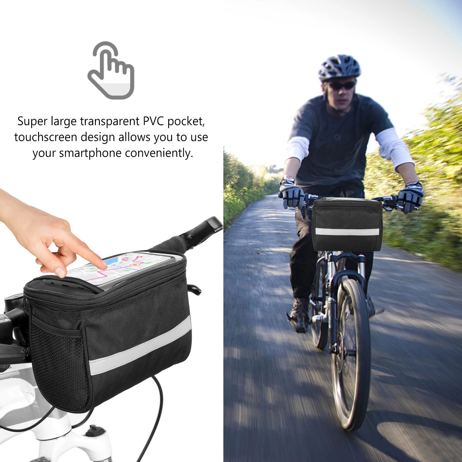 

Cycle Bike Insulated Front Bag Bike Handlebar Bag Basket Pannier Cooler Bag with Reflective Strip handlebar bag