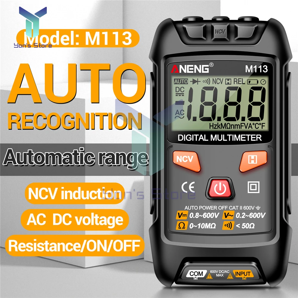 Multímetro Digital Profissional 1999 Contagens Auto ac dc Votage Tester Ohm Corrente Amperímetro Ferramenta Detector 1pc Aneng-m113