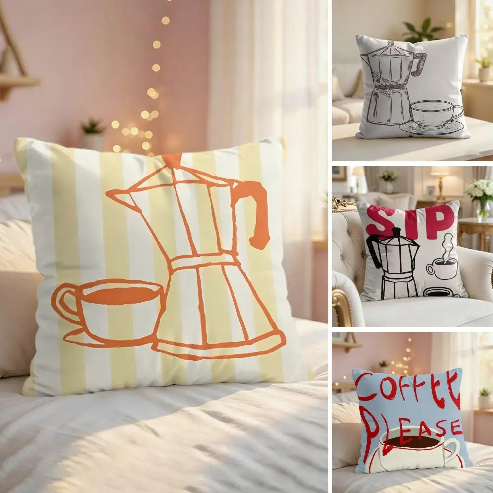 Vintage Coffee Espresso INS Cushion Cover Silky Short Plush Invisible Zipper Dustproof Sofa Pillow Case For Home Decor