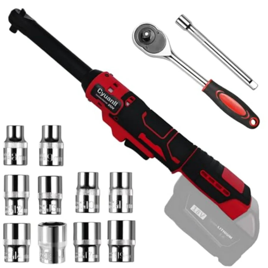 

3/8" Extended Cordless Ratchet Wrench Compatible with Milwaukee 18V Batteries No Battery 60Ft-lbs Torque and 6" Extended Neck F