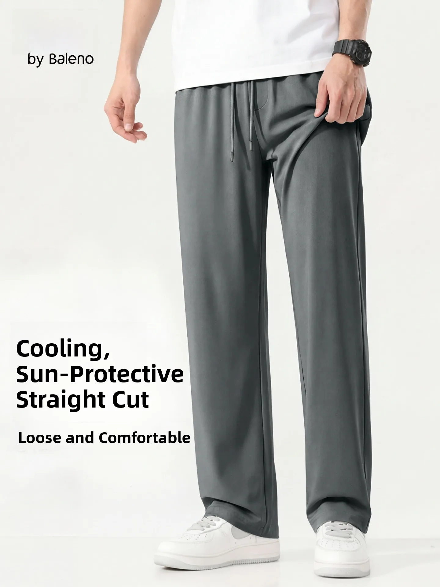 

Bal Men's Ice Silk Air Conditioned Casual Pants Summer New Sle Qui Dry Cool Feeling Sports Leisure Straight Leg Trousers