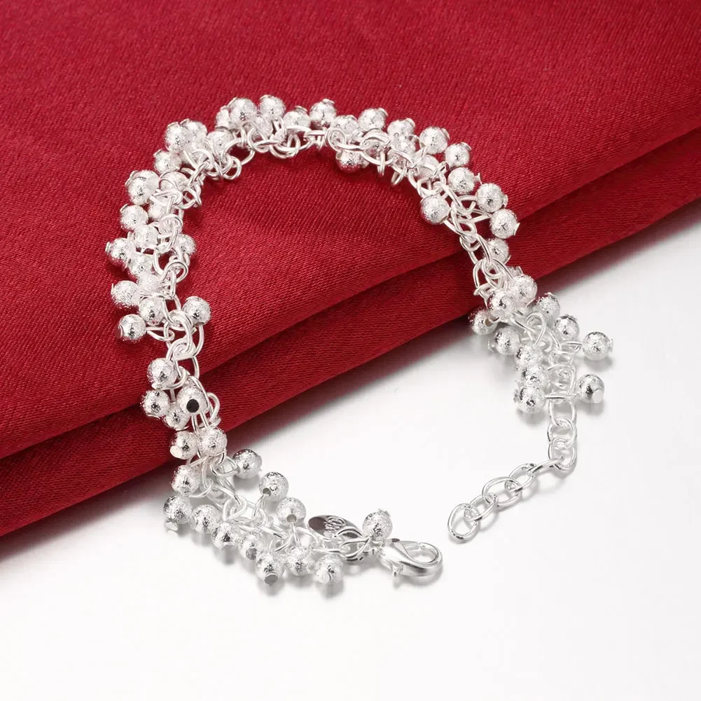 

Fashion 925 Sterling silver fine grape frosted beads Bracelets for woman Luxury brands jewelry Wedding party good gifts