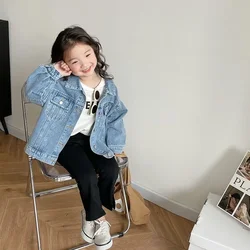 2023 Summer Korean Style Kids Jackets Pockets Soft Fashion New Design Simple Casual Pretty Jean Party Vocation for Children