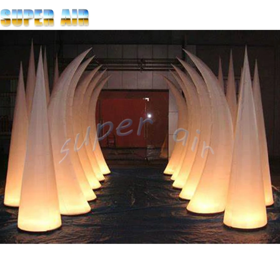 

LED lighted giant inflatable straight cone tusk column pillars balloon with blower for party decoration