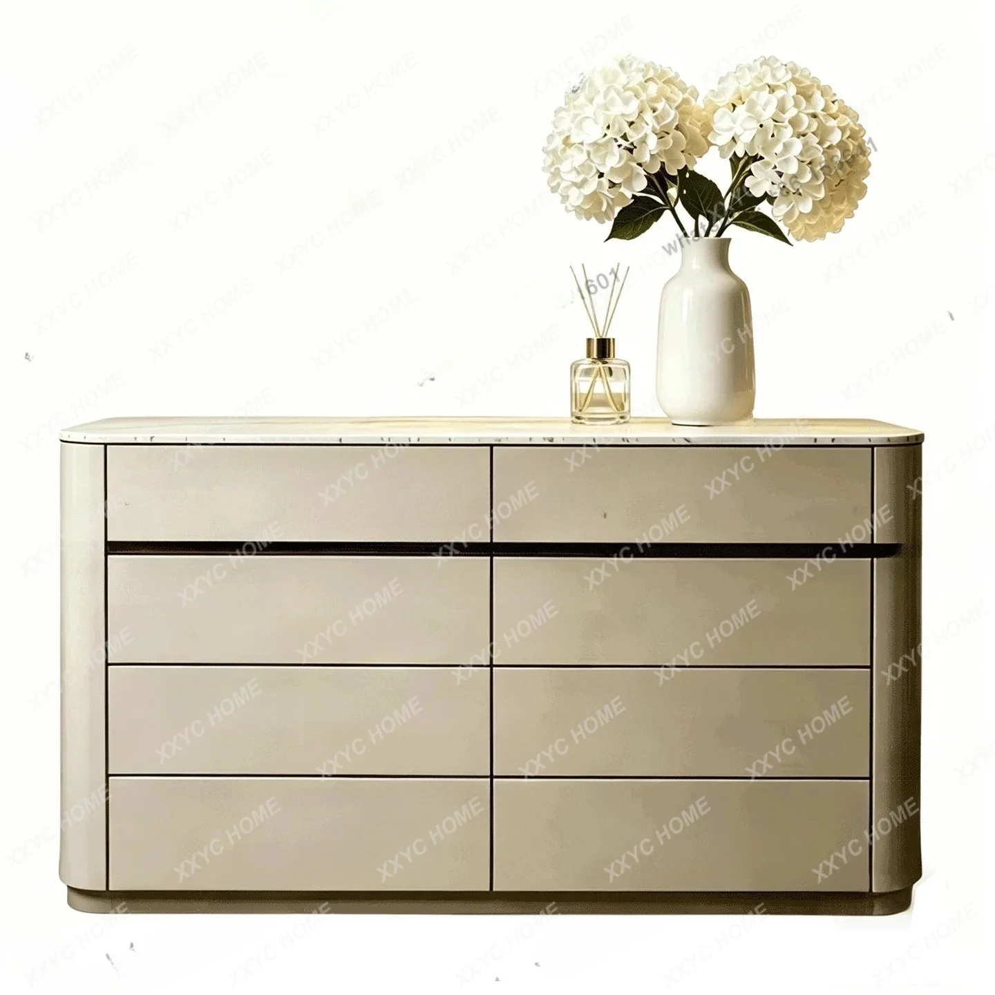 

L light luxury six-chest cabinet natural luxury stone storage bedroom bedside storage living room wall cabinet