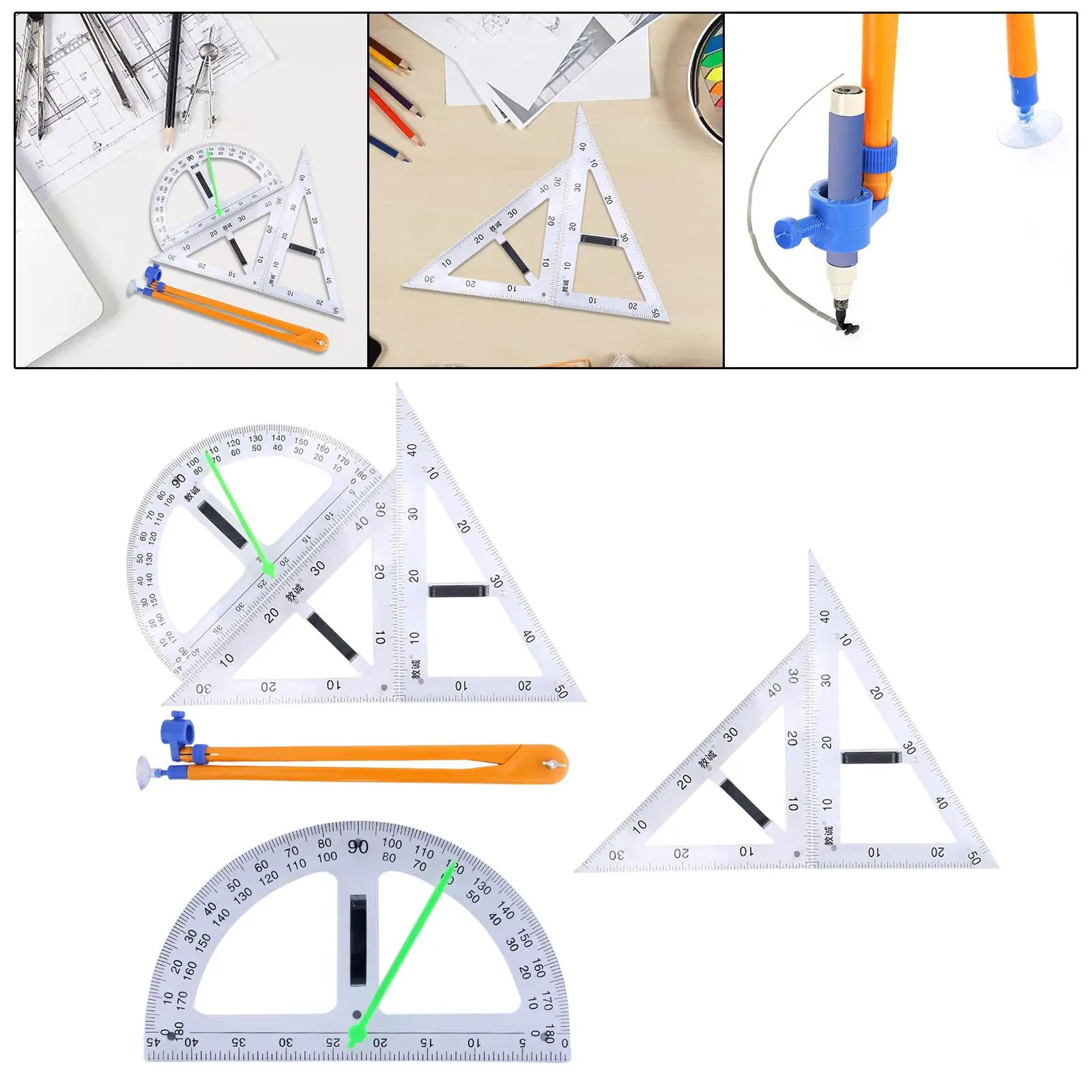 Math Geometry Ruler Teaching Supplies Tool Schooling Stationery for Drawing Office Home Drafting Teachers