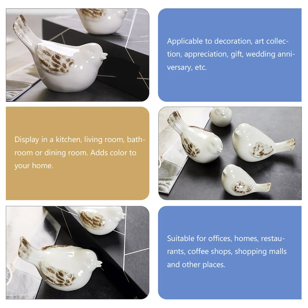 

2 Pcs Creative Ornaments Miniature Bird Birds Decorative Little Small Figurines The