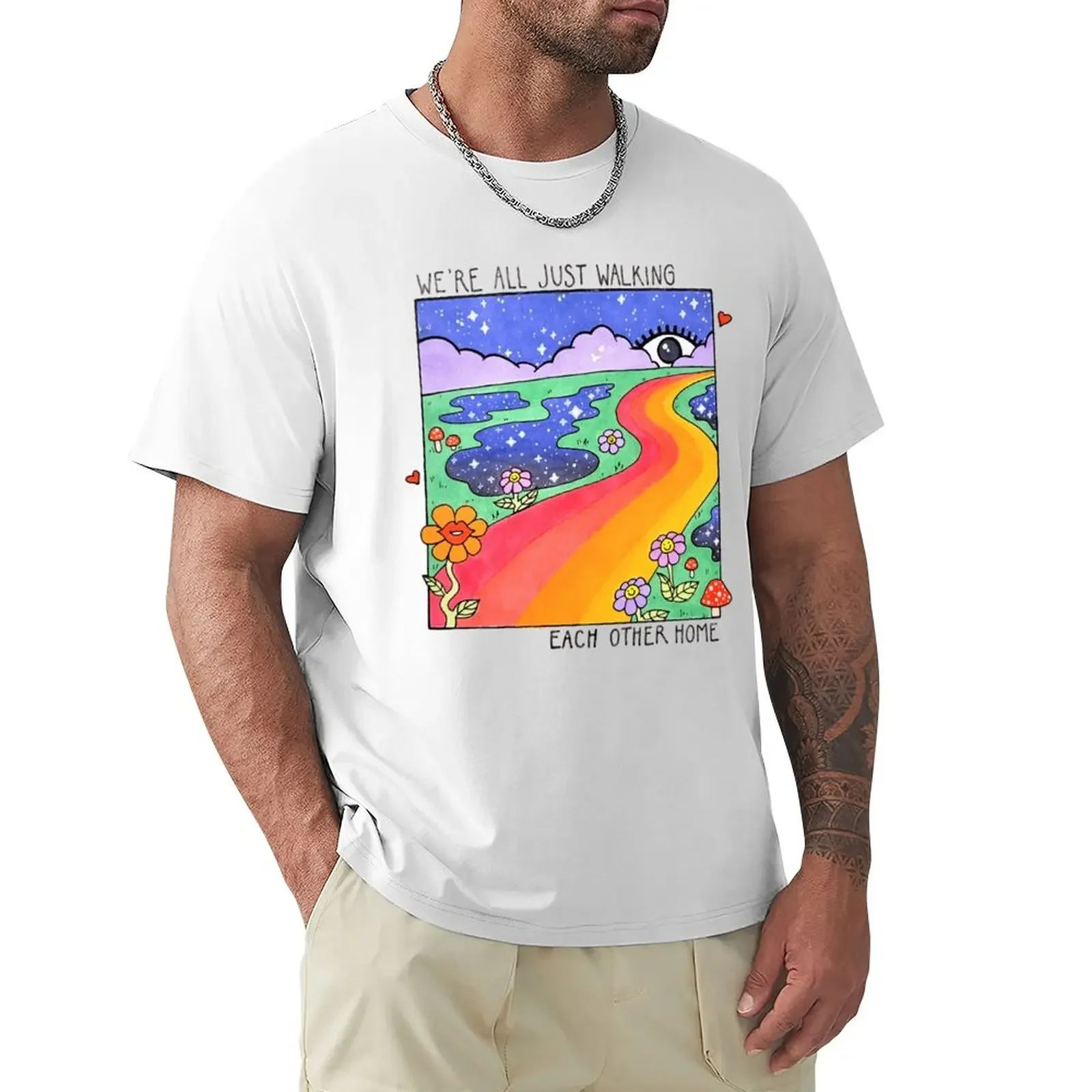 

We're all Just Walking Each Other Home T-Shirt tops boys animal print slim fit t shirts for men