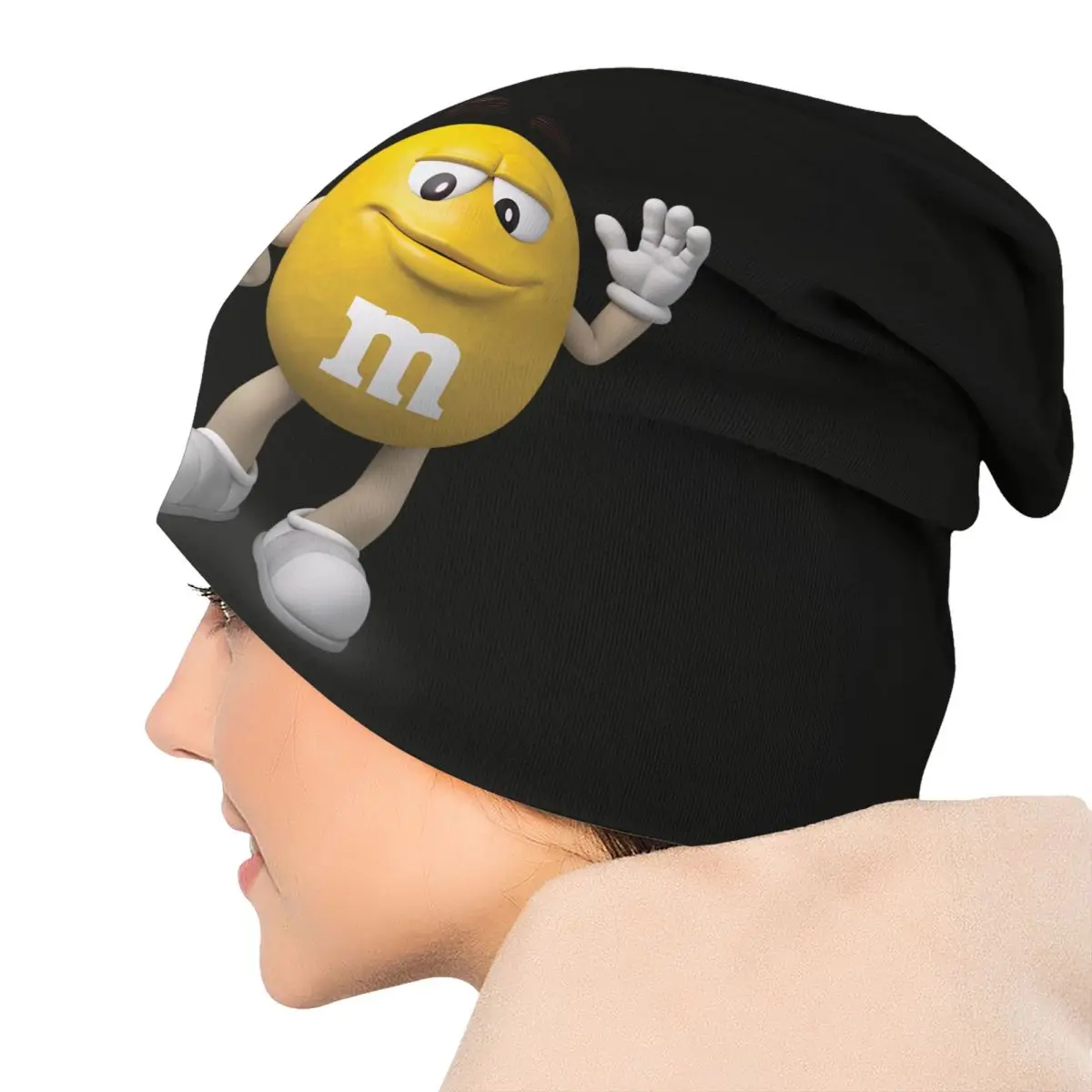 M&M\'s Chocolate Bonnet Hat Knitted Hat Men Women Hip Hop Unisex Funny Candy Meme Warm Winter Beanies Cap