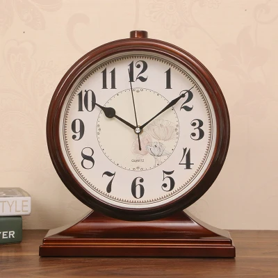 Home Decoration Desktop Wooden Design Alarm Mute Retro Silence Pendulum Table Quartz Clock Night Desk Vintage Clock LY451