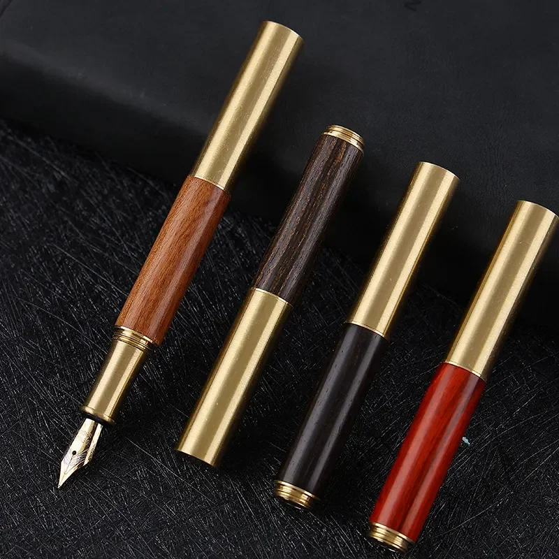 Mini Pocket Wood Fountain Pen 0.5mm Portable Ink Signature Pen Metal Business Office School Supplies Writing Gift Stationery