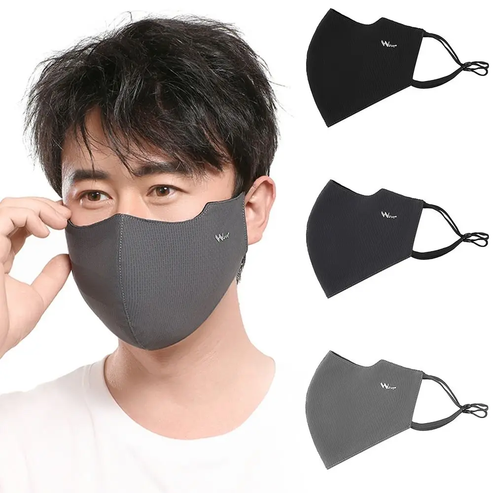 New Trendy Breathable Ice Silk Face Mask Washable Solid Color Sun Protection Face Mask Reusable Sunscreen Mask Running Riding