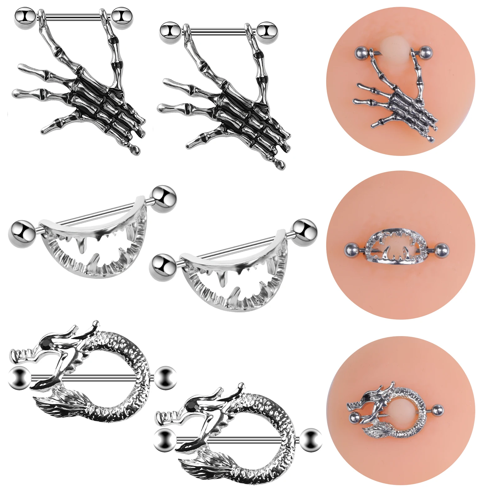 Body Jewelry Nipple Rings - 2 anillos de acero inoxidable para