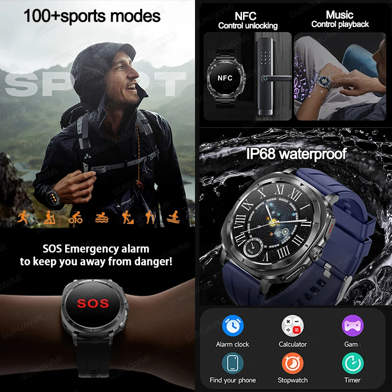 2025New ECG+PPG Laser Monitor Blood Glucose Smart Watch Men Heart Rate Uric Acid Sports NFC Smartwatch Health For Samsung Galaxy