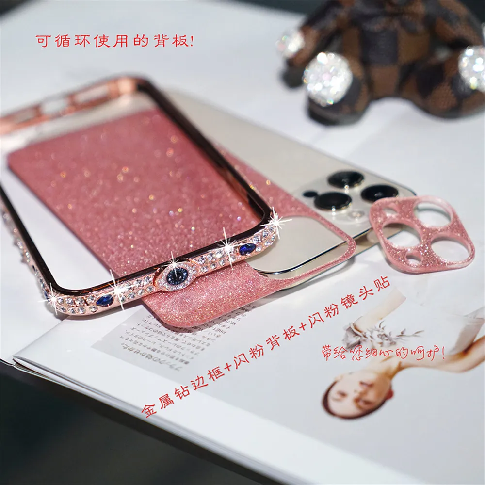 Hot! Crystal Diamond Glitter Rhinestone Metal Bumper For iPhone 11 12 13 14 15 Pro Max 12 13 Pro 14 Plus Case Cover