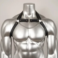 Fullyoung Trendy Men's Leather Harness Straps Chest Straps Men's Pu Leather Costume Belt Adjustable Body Corset Straps Shoulder