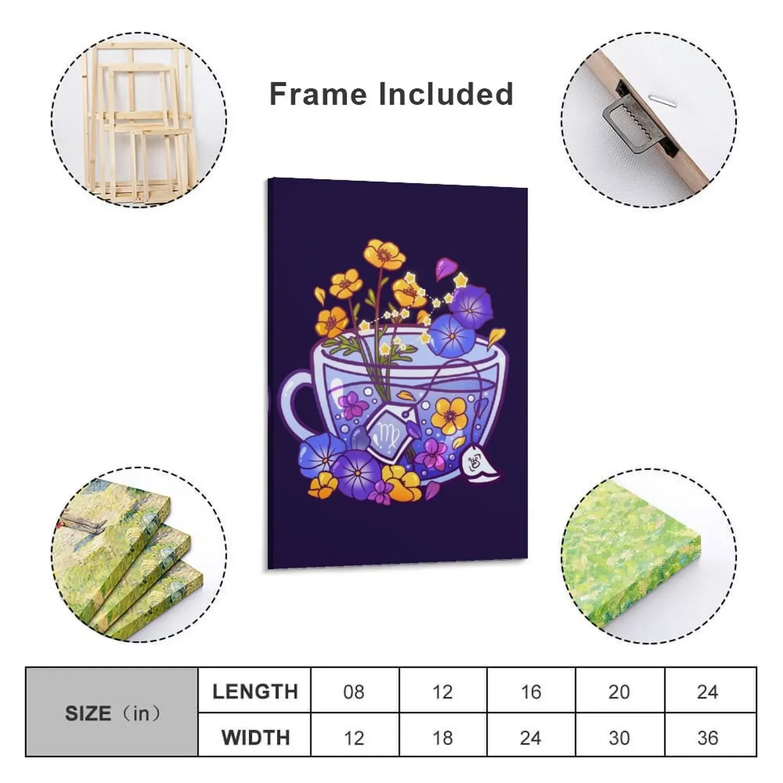 Virgo Zodiac Teacup Canvas Painting decoration aesthetic room decoration accessories