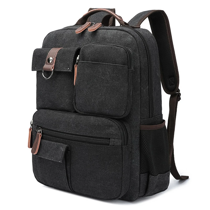 men's canvas bag for outdoor business use, portable computer bag, casual travel backpack, double-shoulder bag, portable