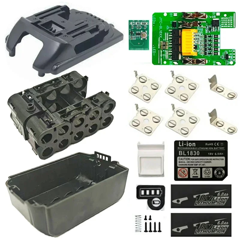 

ABKU-BL1830 Li- Battery Case BMS PCBA Balance Charging Protection Board Box For 18V BL1860B 6.0Ah LED Indicator