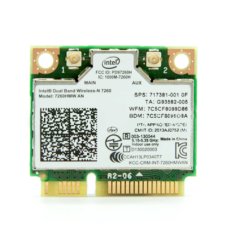 

1Pcs Mini PCI-E 7260HMW Wireless Network Card - AC Dual-Band 2.4G/5Ghz Bluetooth 4.0 802.11a/b/g/n