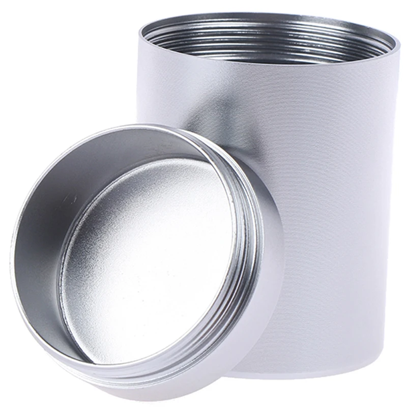 1x Silver Airtight Proof Container Aluminum Herb Stash Metal Sealed Can Tea Jar