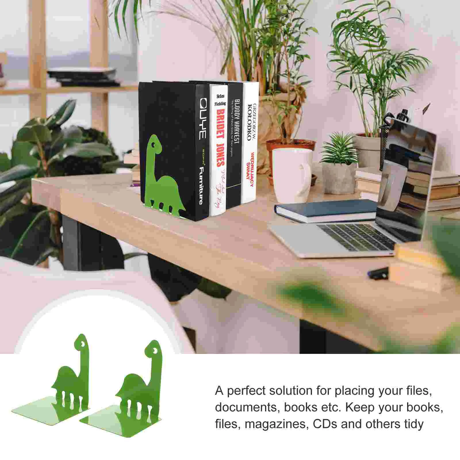 Kids Book Dinosaur Metal Bookend Shelves for Office Bookends Table Top Bookshelf