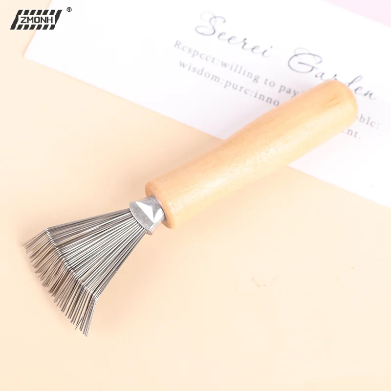 

[H]1Pcs Wooden Comb Cleaner Cleaning Hair Brush Comb Cleaner Handle Embeded Tool