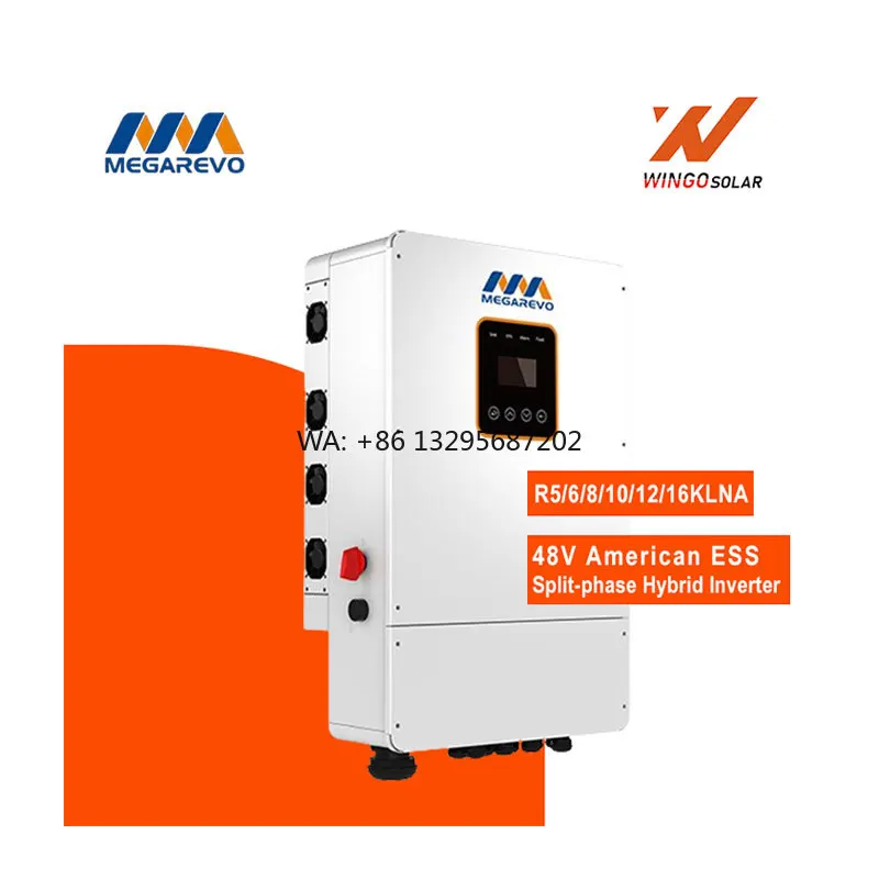 

Megarevo American US ESS 12kW Split-phase Hybrid Inverter 48V Low Voltage Battery Grid-Tie Off-Grid All-in-One Storage Inverter