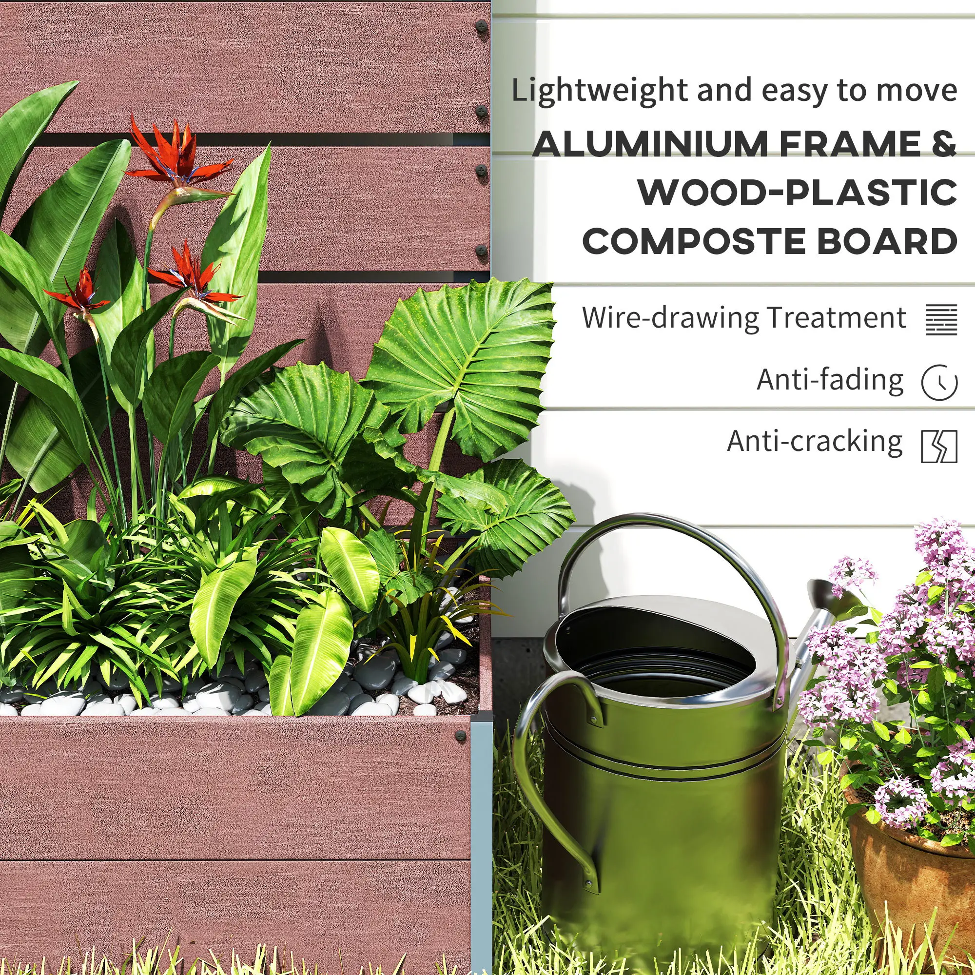 Garden Planter with Trellis for Vine Climbing Plants, Flowers, Herbs, Brown