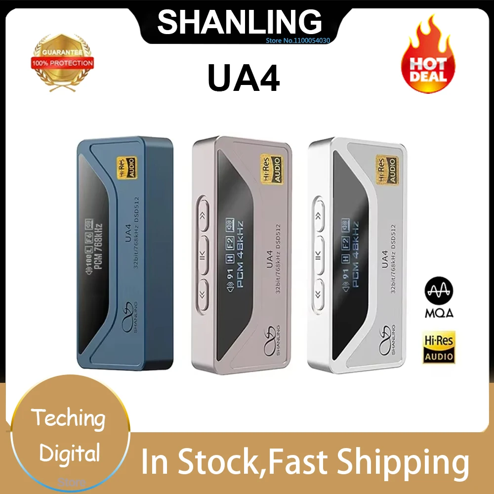 SHANLING UA4 Portable USB DAC MQA AMP Headphone Amplifier Hi-Res Audio ES9069Q 2* RT6863 chips PCM768 DSD512 3.5/4.4mm Output