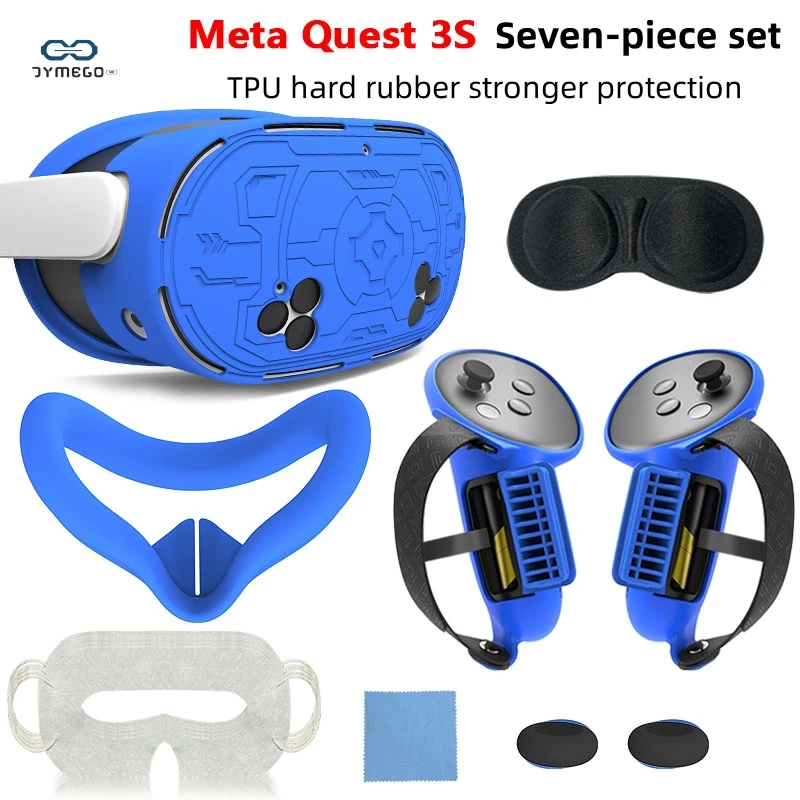 

For Quest 3S Mainframe Case 7-piece Silicone Grips Quest 3S Accessories Meta quest 3S TPU Sleeve