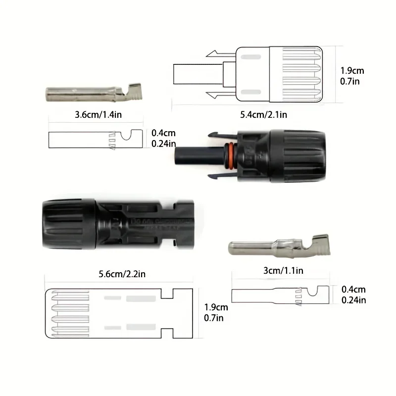 10/20/60/100PCS Photovoltaic Connectors, Solar Cable Connectors, IP67 Waterproof Adapters, DC1000V/30A Used for 2.5/4/6mm2 Cable image 6
