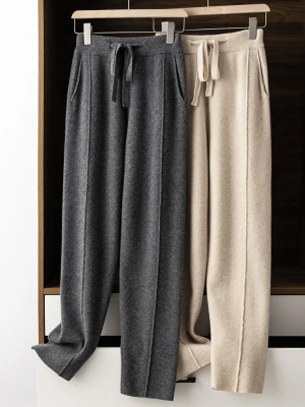 Thiened الصوفية محبوك سراويل تقليدية المرأة الخريف الشتاء الدافئة الترفيه السراويل سليم صالح كاميرا السراويل تصميم منخفضة الخصر #2