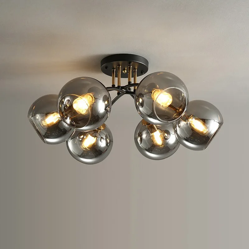 

Nordic Glass Ball Ceiling LED Lamp Luxury Minimalist Copper Black Gold Hanging Lamp Living Dining Room Bedroom Decor Lights