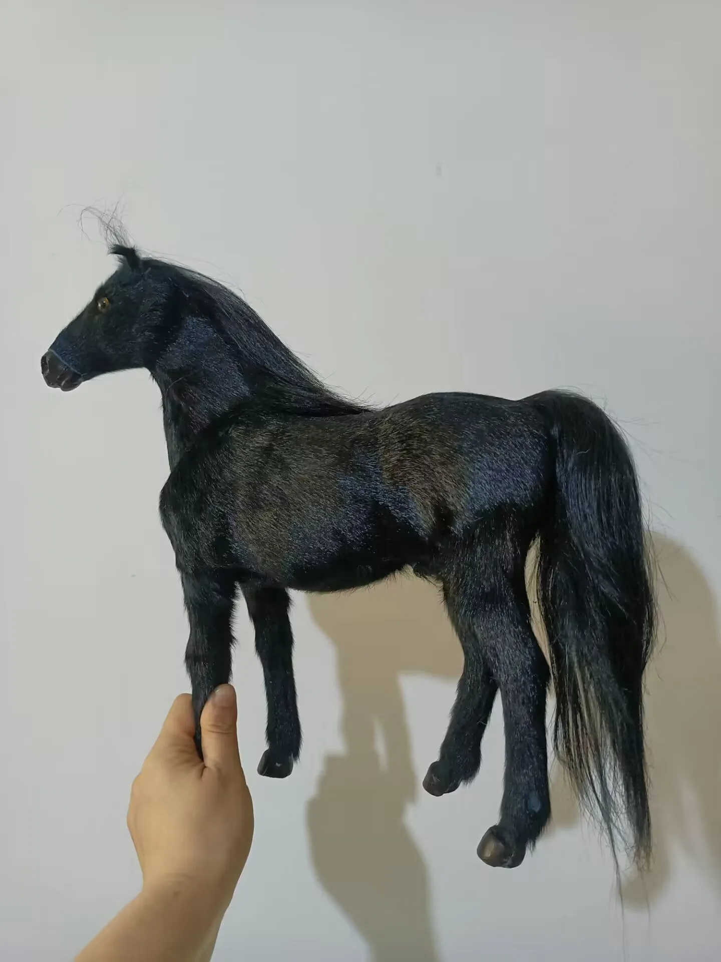 black polyethylene&furs horse model home decoration toy gift about 34cm